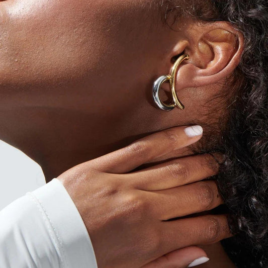 Dual Tone Contemporary Earrings