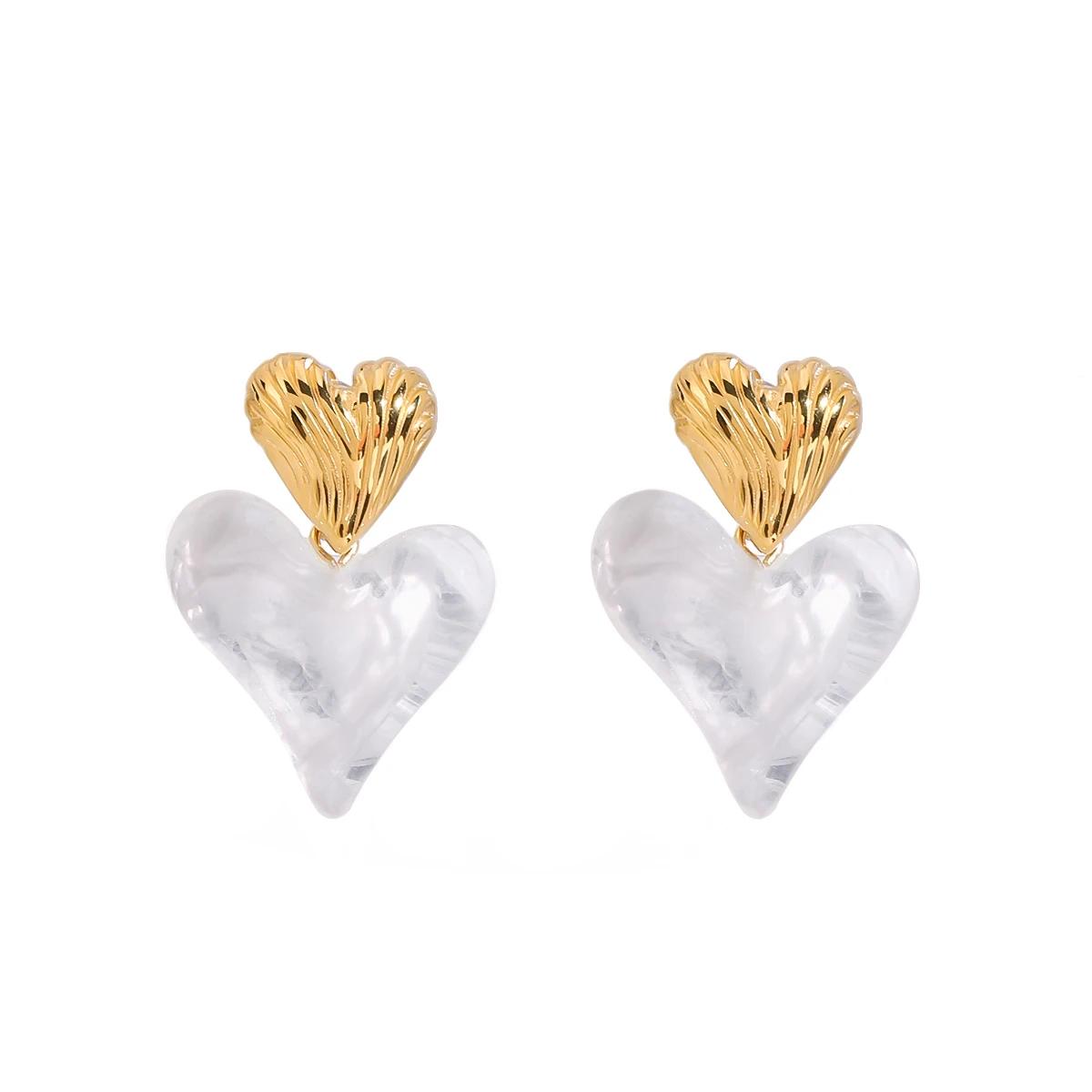 Gold MOP  Heart Drop Earring