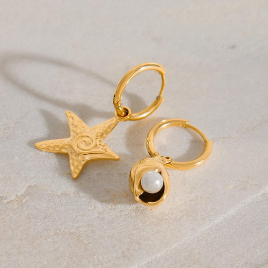 Luxe Star & Shell Drop Earring
