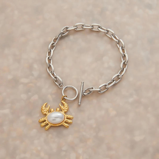 Luxe Dual Tone Crape Chain Bracelet