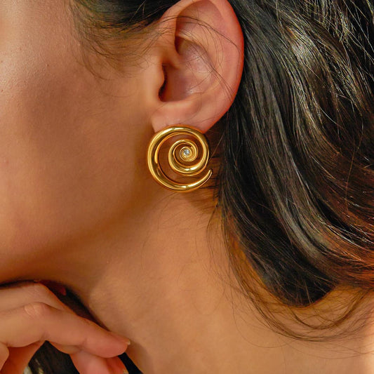 Luxe 18k Gold Plated Swirl Earrings