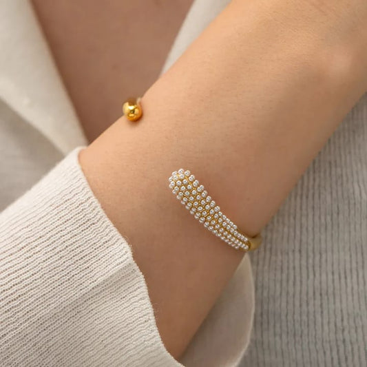 Luxe Pearl Studded Bangle Bracelet