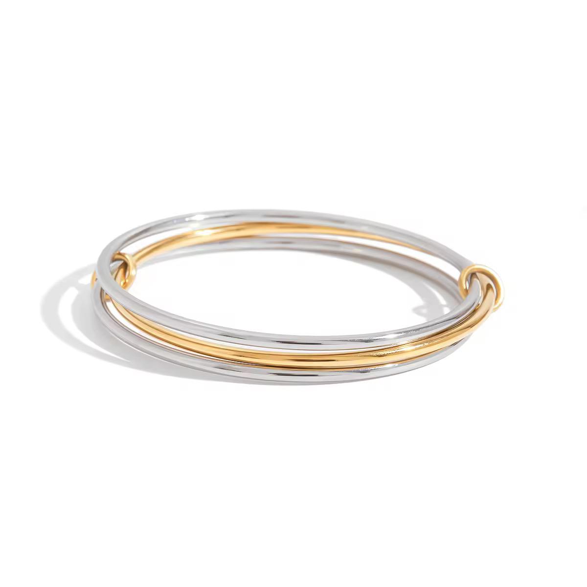 Dual Tone Set of 3 Bangle Bracelet