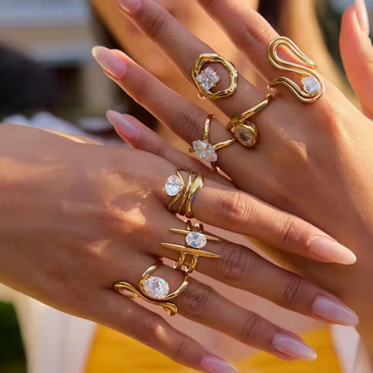 Statement Gold Diamond Finger Ring