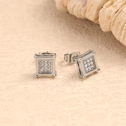 Silver AD Studded Studs Earrings