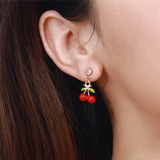 Cherry Red Small Drop Earrings