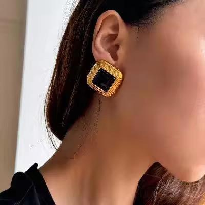 Black Statement Studs Earrings
