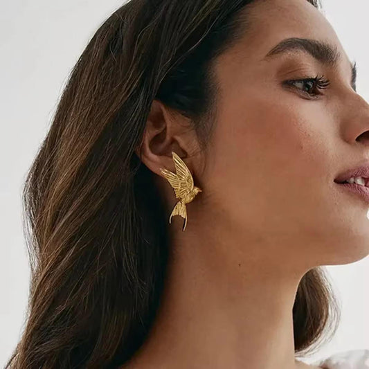 18k Gold Plating Bird Studs Earrings