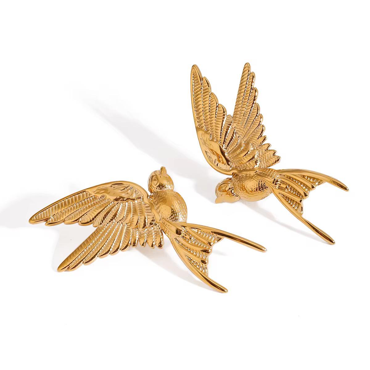 18k Gold Plating Bird Studs Earrings