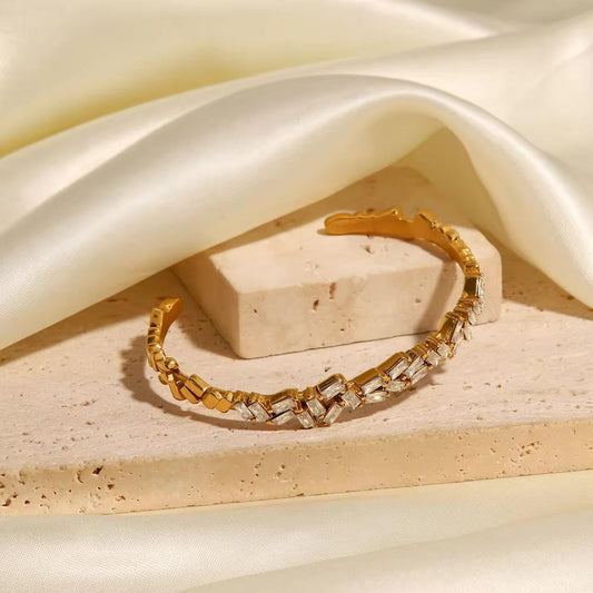 White Stone Bangle Bracelet