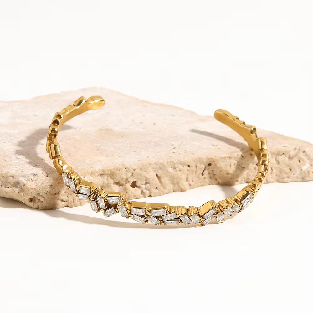 White Stone Bangle Bracelet