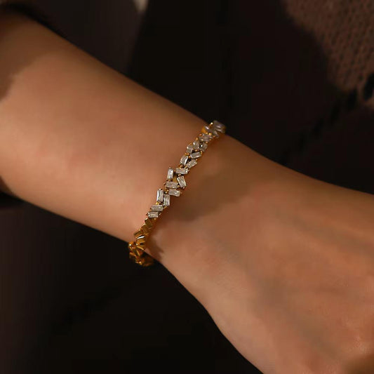 White Stone Bangle Bracelet