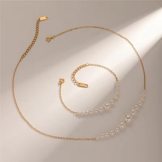 White Pearl Chain Bracelet