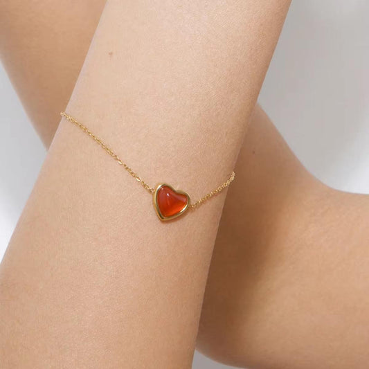 Rustic Earth Heart Chain Bracelet