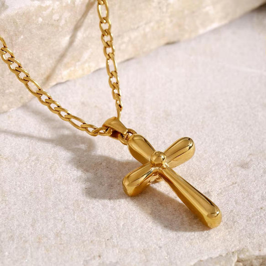Gold Cross Pendant Chain Necklace