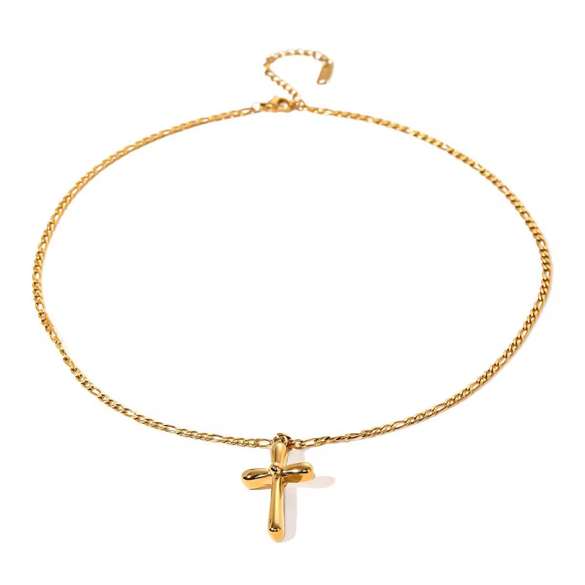 Gold Cross Pendant Chain Necklace
