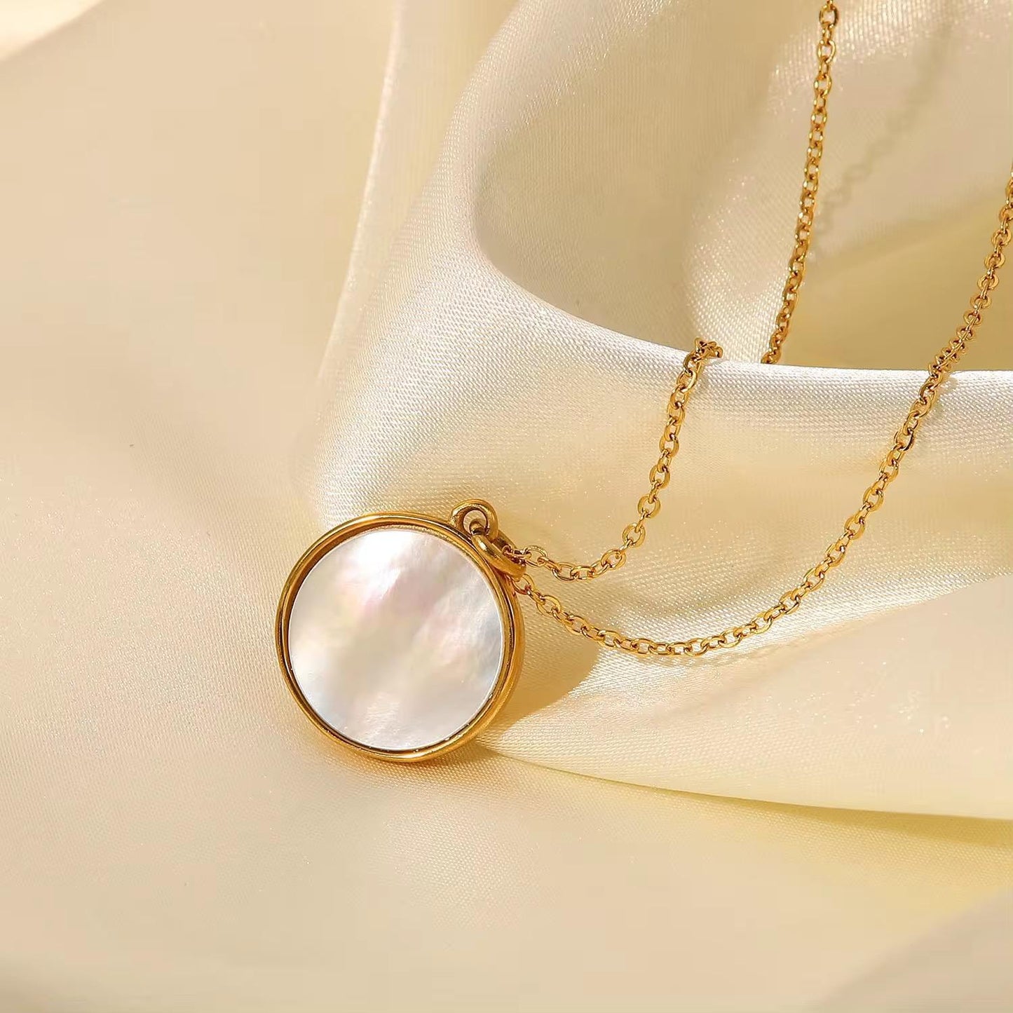 MOP Moon Star Gold Chain Necklace