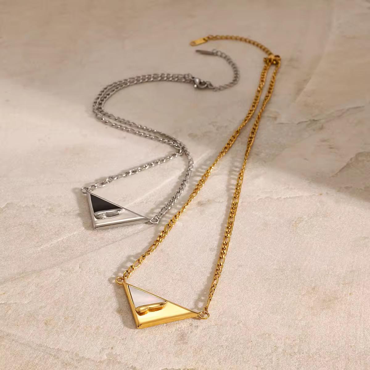Triangle MOP Gold Chain Necklace