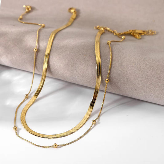 Gold Double Layer Chain Necklace