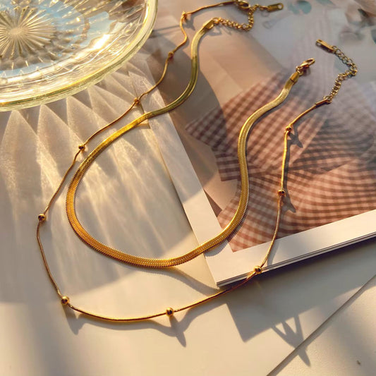 Gold Double Layer Chain Necklace
