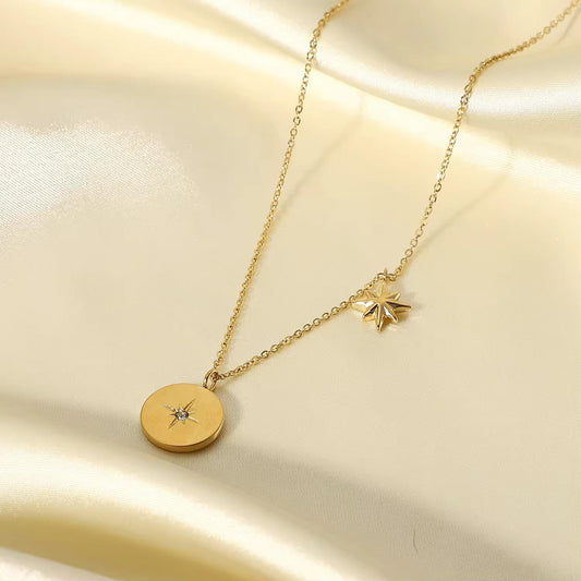 Sparkling Gold Pendant Chain Necklace