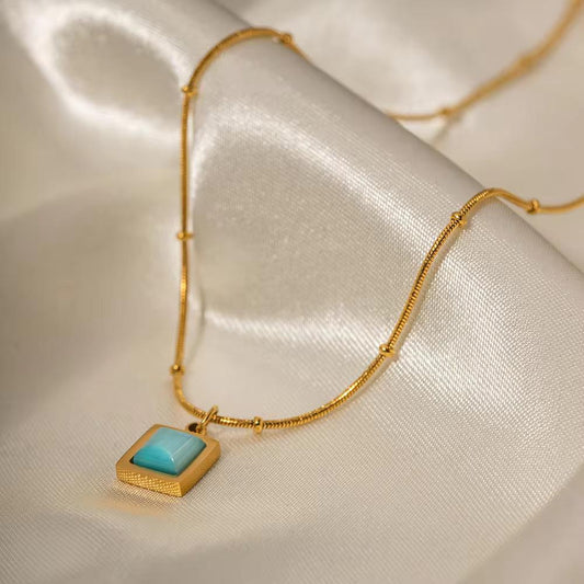 Aqua Blue Chain Necklace