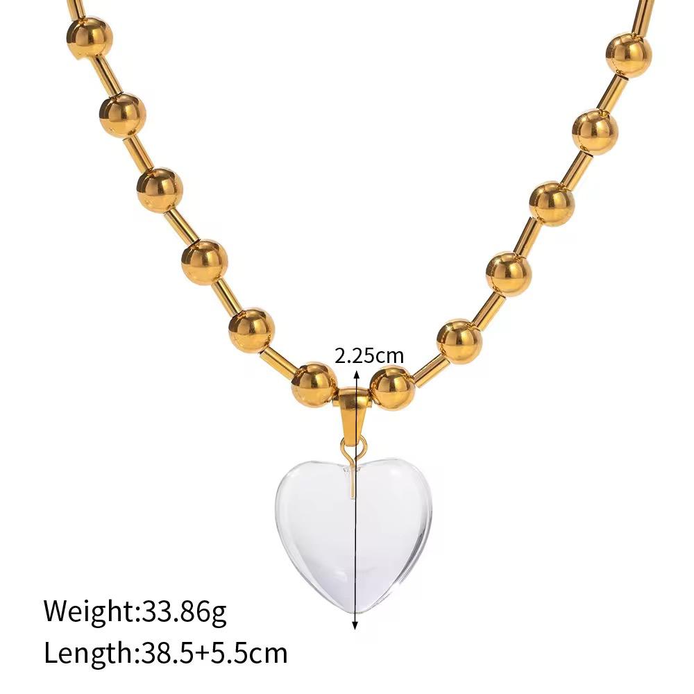 Crystal Heart Gold Chain Necklace