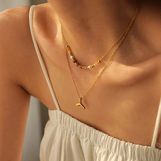 Multicolor Beads Mermaid Chain Necklace