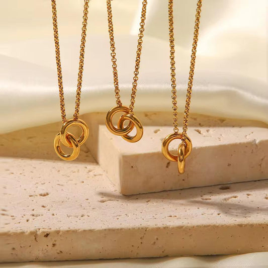 Small Double Gold Ring Chain Necklace