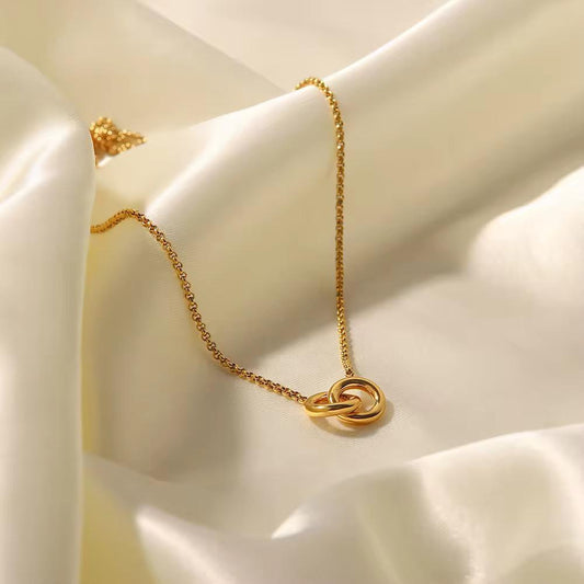 Small Double Gold Ring Chain Necklace