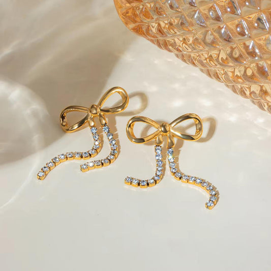 18k Gold Bow Studs Earrings