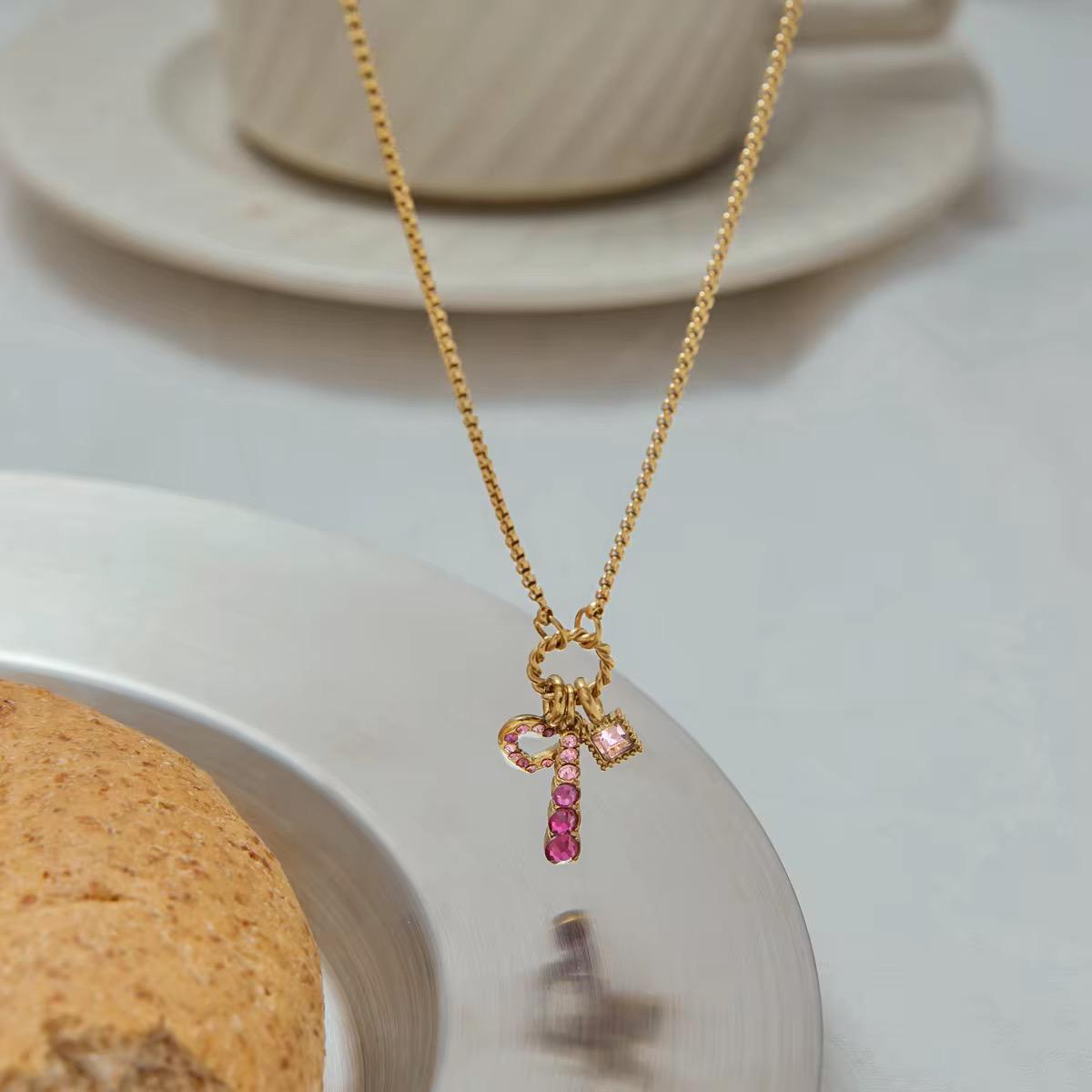 Pink Pendant Gold Chain Necklace