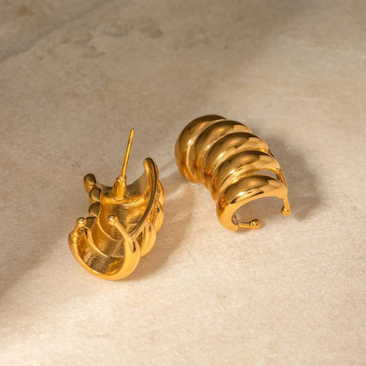 Gold Studs Cum Cuff Earrings