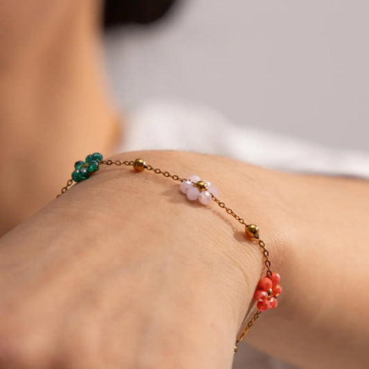 Multocolor Flower Chain Bracelet