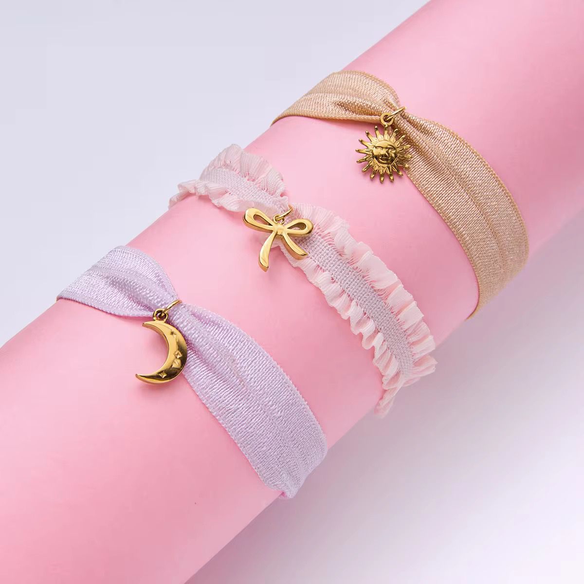 Moon Charm Lavender Band Bracelet