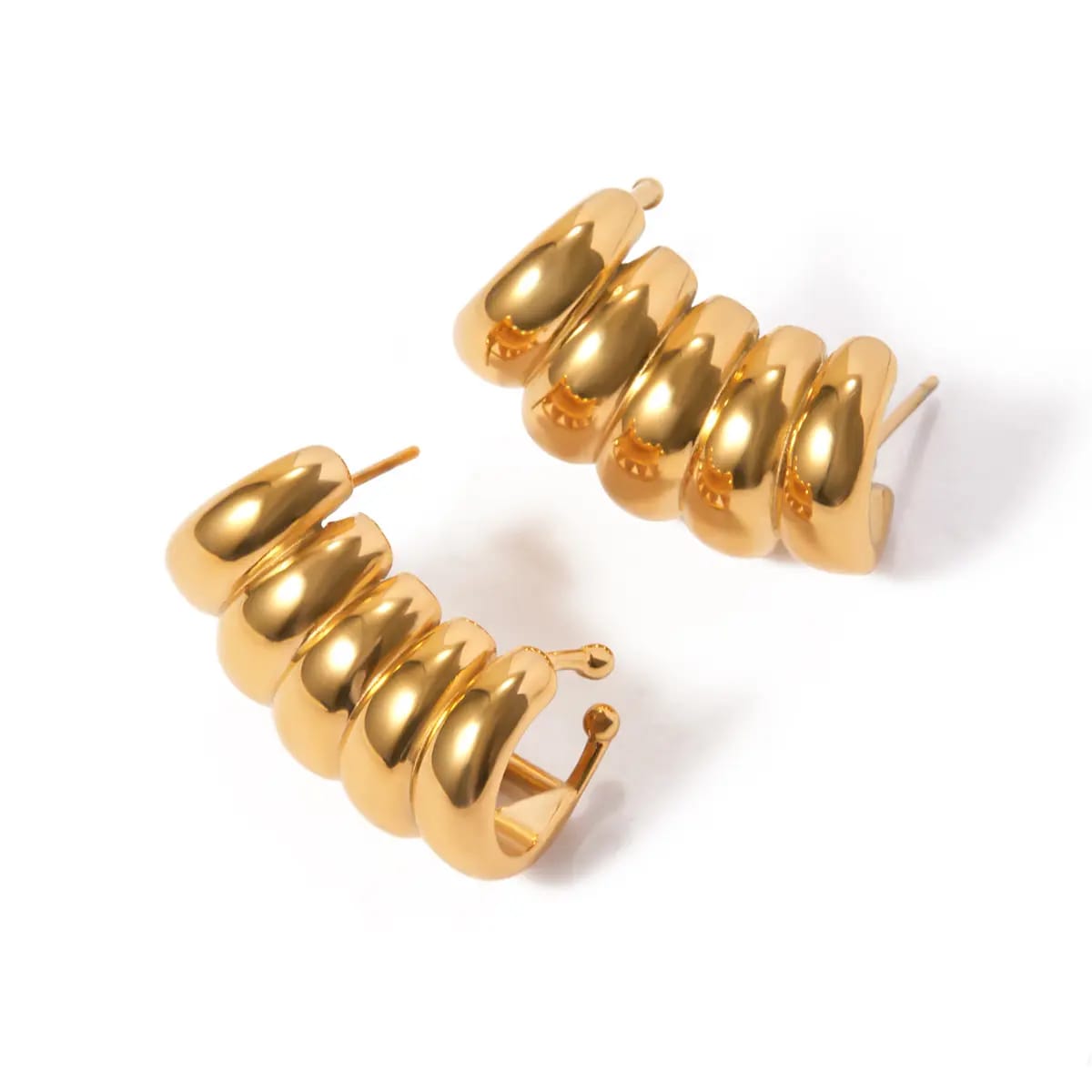 Gold Studs Cum Cuff Earrings