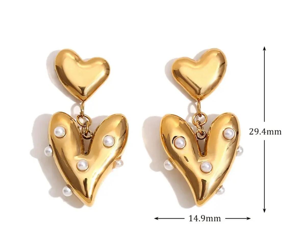 Pearl Heart Drop Earrings