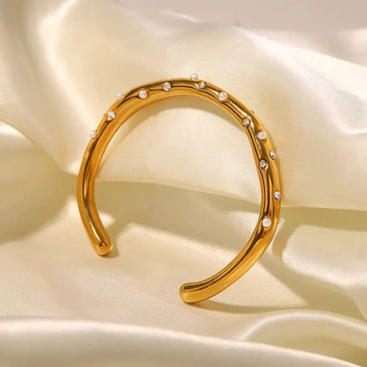 Gold AD & Pearl Studded Bracelet