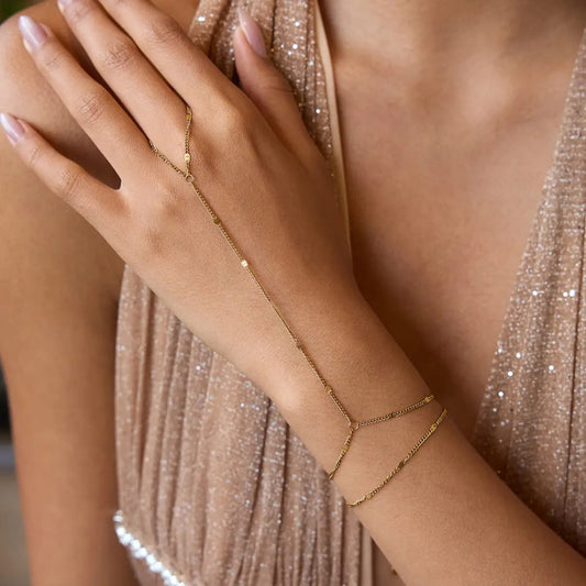 Gold Finger Hand Chain Bracelet