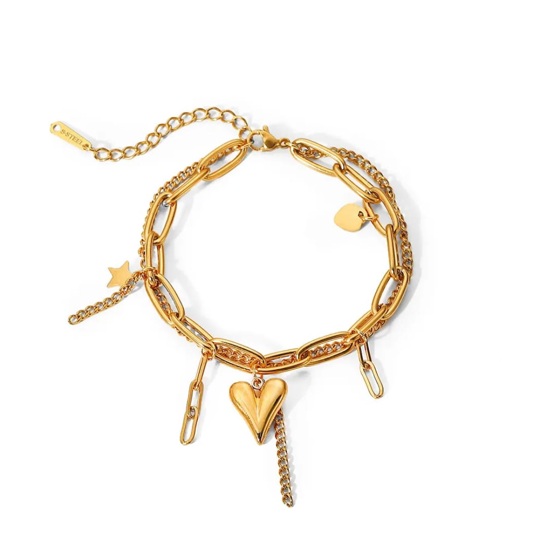 Heart Double Chain Bracelet