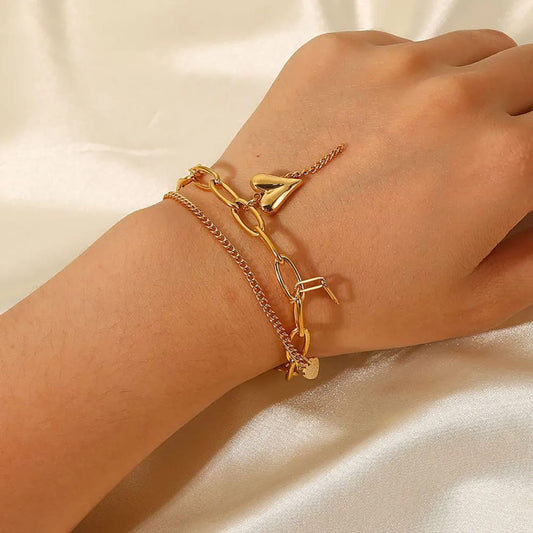 Heart Double Chain Bracelet