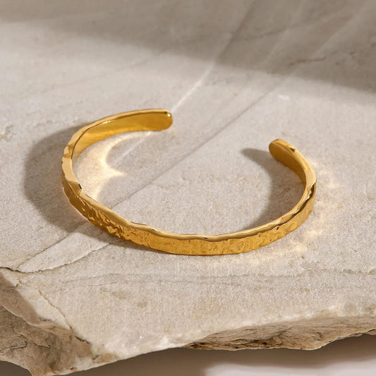 Textured Gold Open Bracelet