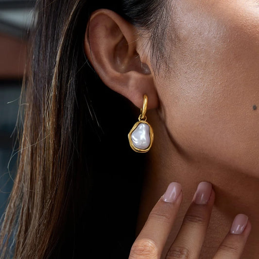 Baroque Pearl Hoop Earrings