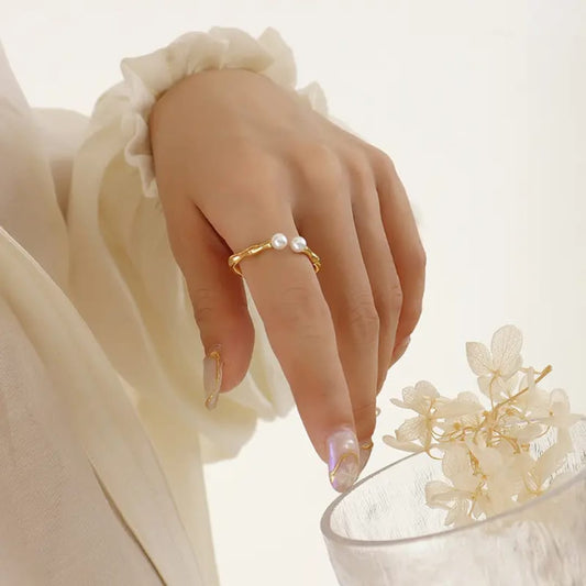 18k Gold Plated Pearl Ring