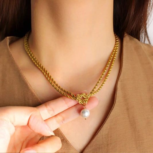 Pearl Solid Chain Necklace