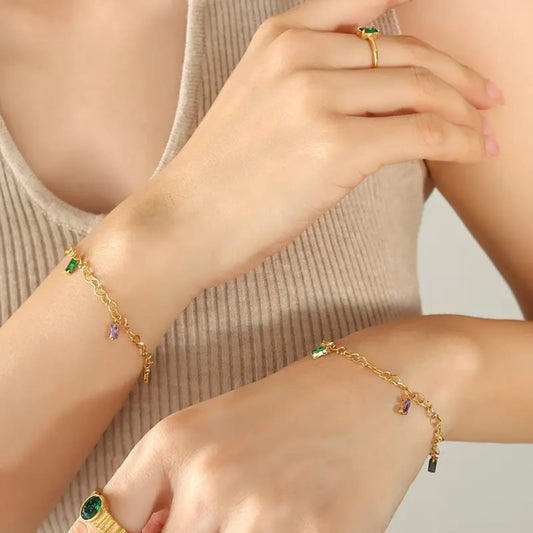 Multicolor Charm Chain Bracelet