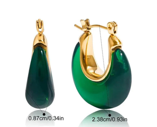 Green Hoop Earrings