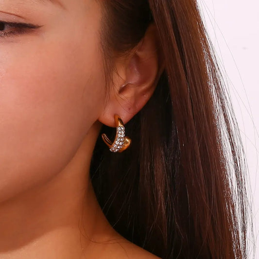 AD Studded Teardrop Hoop Earring