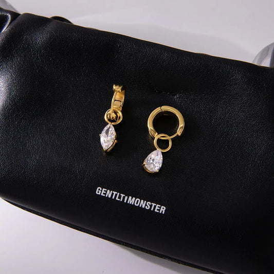 Diamond Drop Hoop Earrings