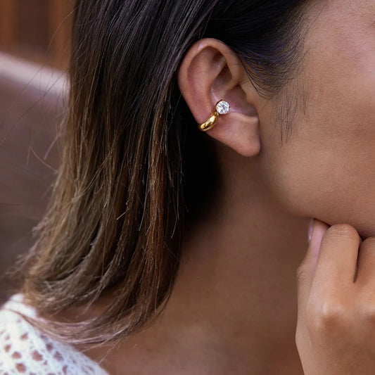 Gold Stone Cuffs Earring